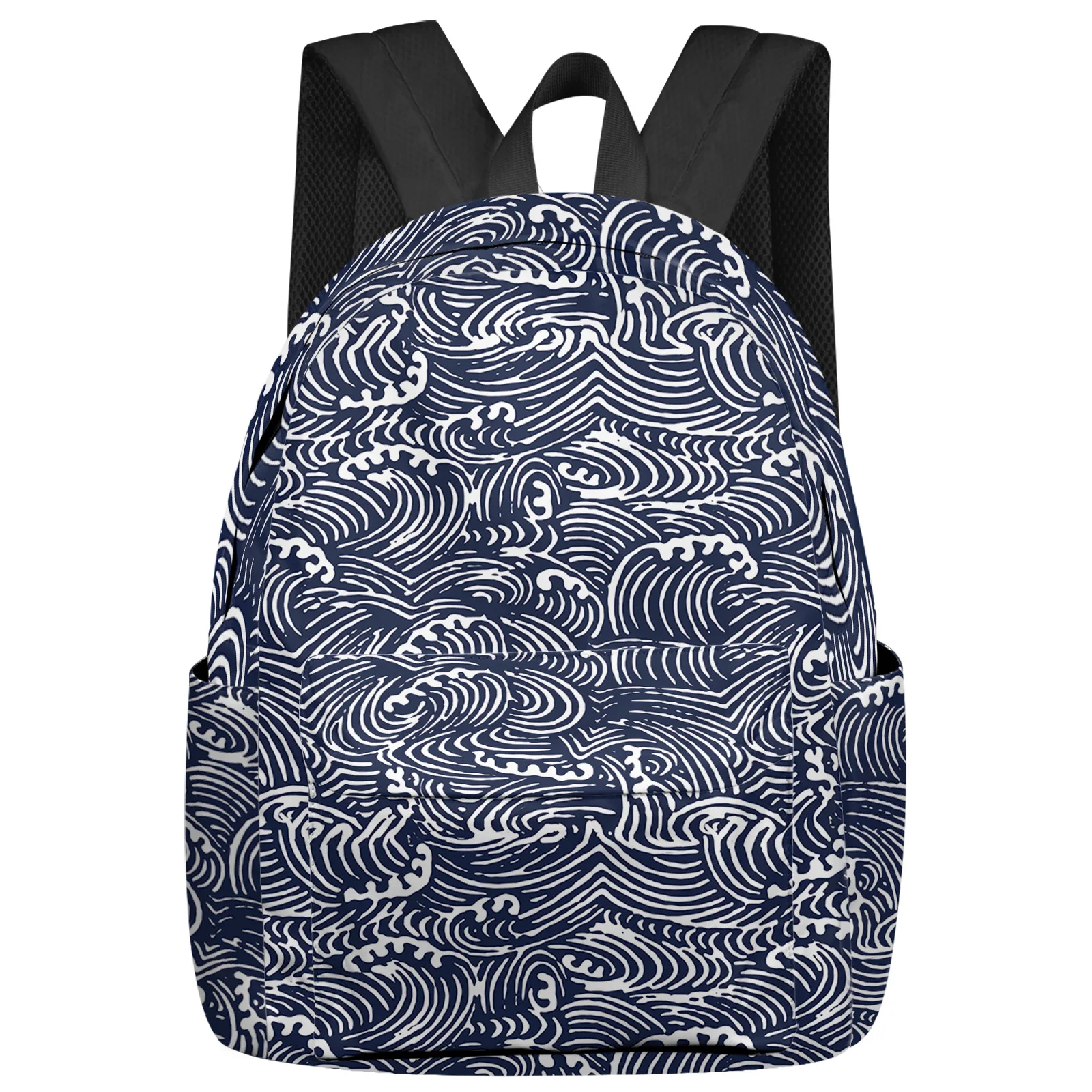 

Sea Wave Texture Feminina Backpacks Teenagers Student School Bags Laptop Custom Backpack For Men Women Female Travel Mochila