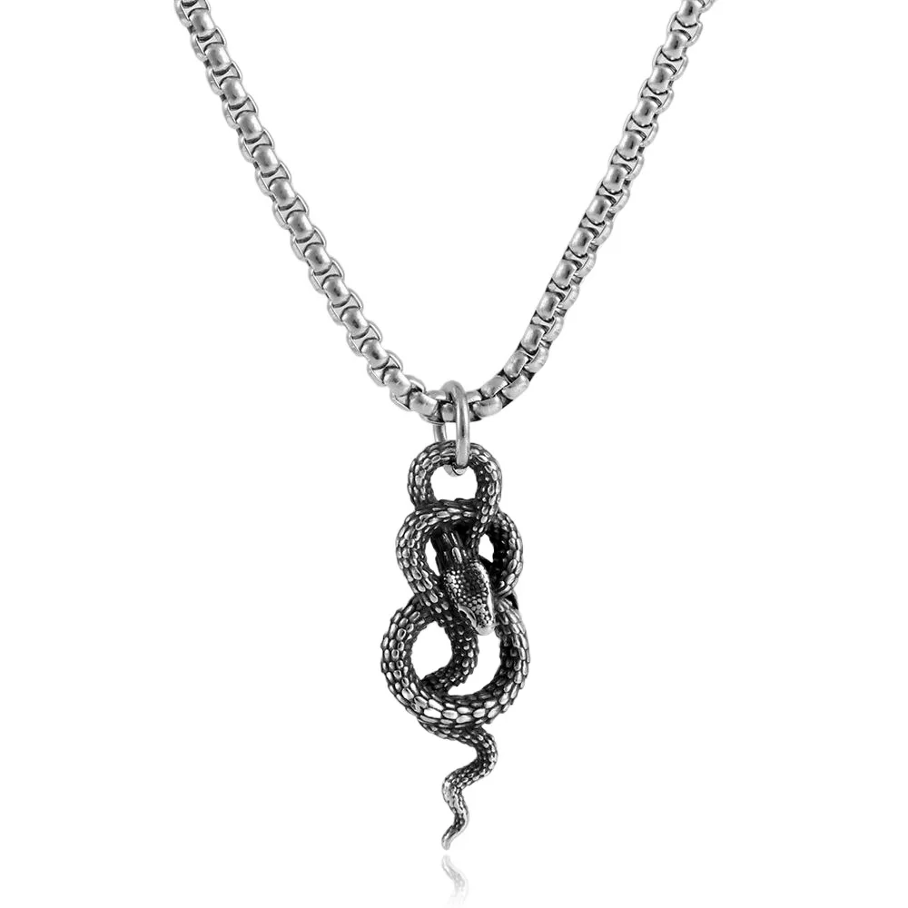 

European Style Titanium Steel Snake Necklace Punk Animal Pendant for Men