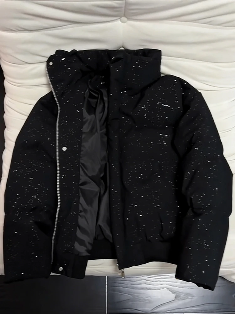 

Cleanfit Men's Thiened Winter Jaet Bla Star Cotton down Jaet ort American Sle Bread Coat Youth Faion Polyester ...