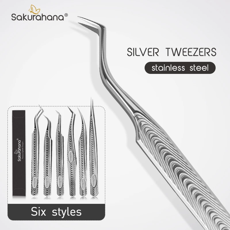 SAKURAHANA プロフェッショナル帯電防止まつげピンセット高精度ボリュームエクステンションステンレス鋼滑り止めメイクアップツール