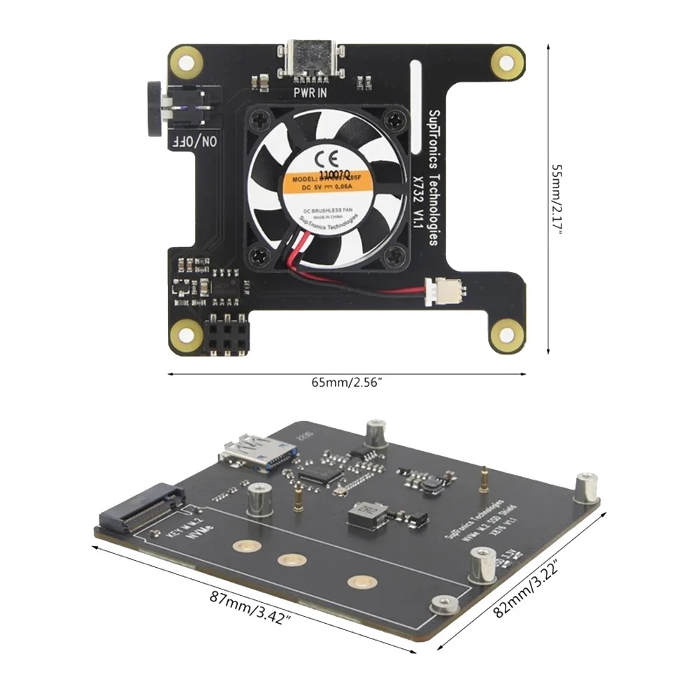 Imagem -03 - Placa de Expansão com Metal Shell Ventilador para Raspberry pi 4b X876 M.2 Nvme Ssd X732 Power X863-c1