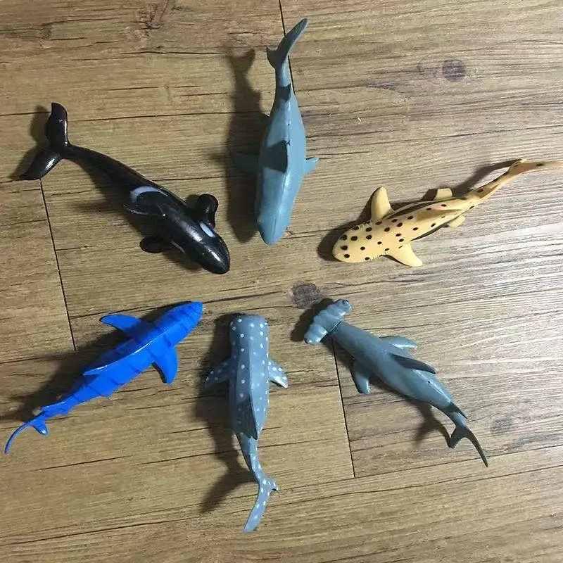 6 Pcs/Lot Soft Plastic Big Sharks Model Set PVC Sea Life Shark Whale Marine Life Action Figure Toys