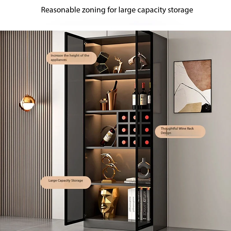 Modern Glass Door Wine Cabinet Bedroom & Living Room Wall-mounted Display Cabinet