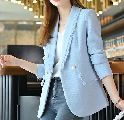 

Белый блейзер Xiaoxiangfeng, женский 20225, новый высококачественный твидовый костюм с топом и темпераментом