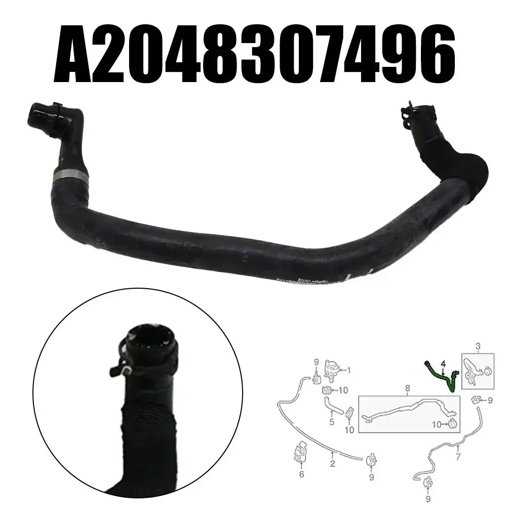 1pc Coolant Pipe Hose Line For Mercedes C E W204 A207 W212 2010-2017 A2048307496 ABS Black Automobiles Engine Parts