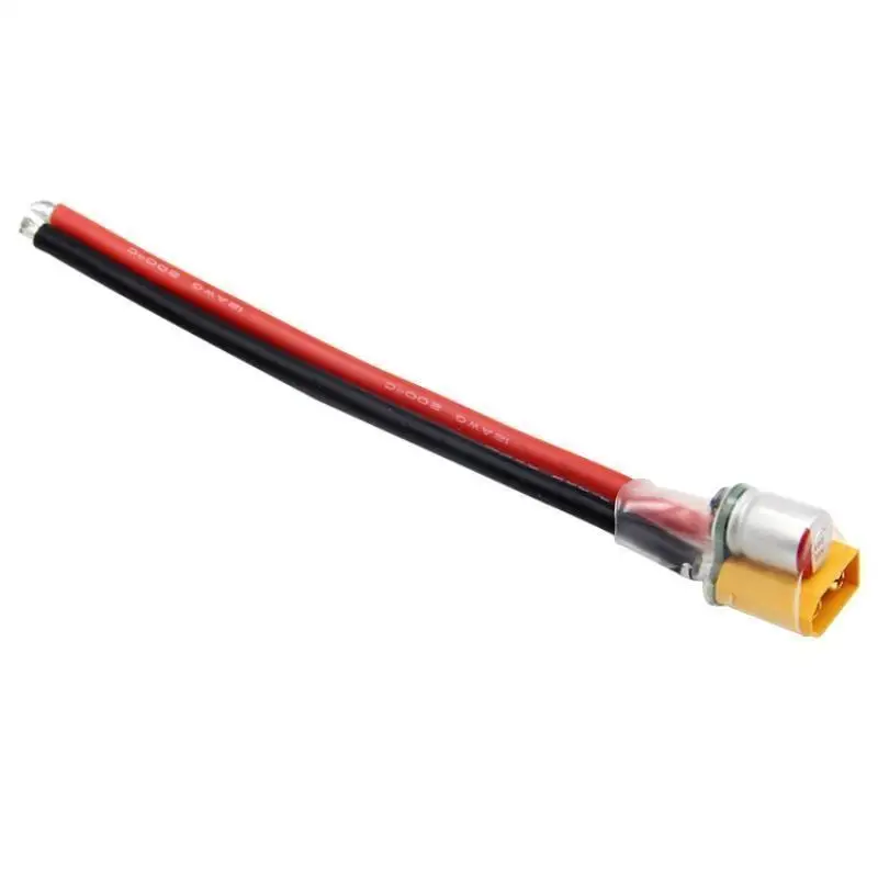 XT60 Power Cable with Solid Capacitor 35V 680uF 12AWG 13cm, Voltage Spike Filter Wire for FPV Racing Drone Flight Controller VTX