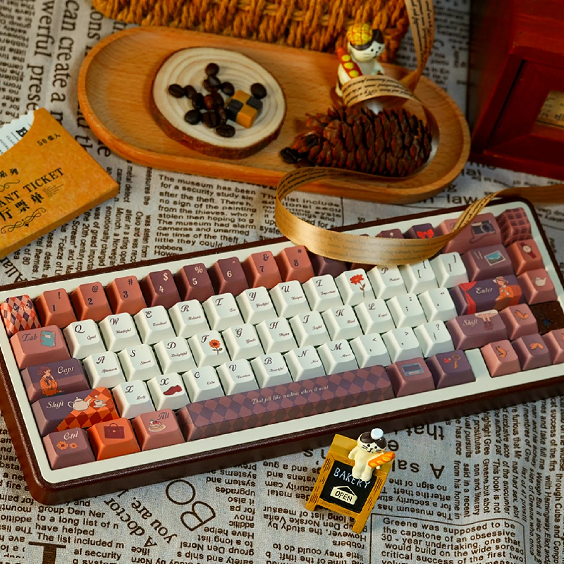 Afternoon Time Personalized Cherry Keycap Set PBT 142 Keys for MX Switch HI75 HI8 68 F99 104 64 Wooting Mechanical Keyboards