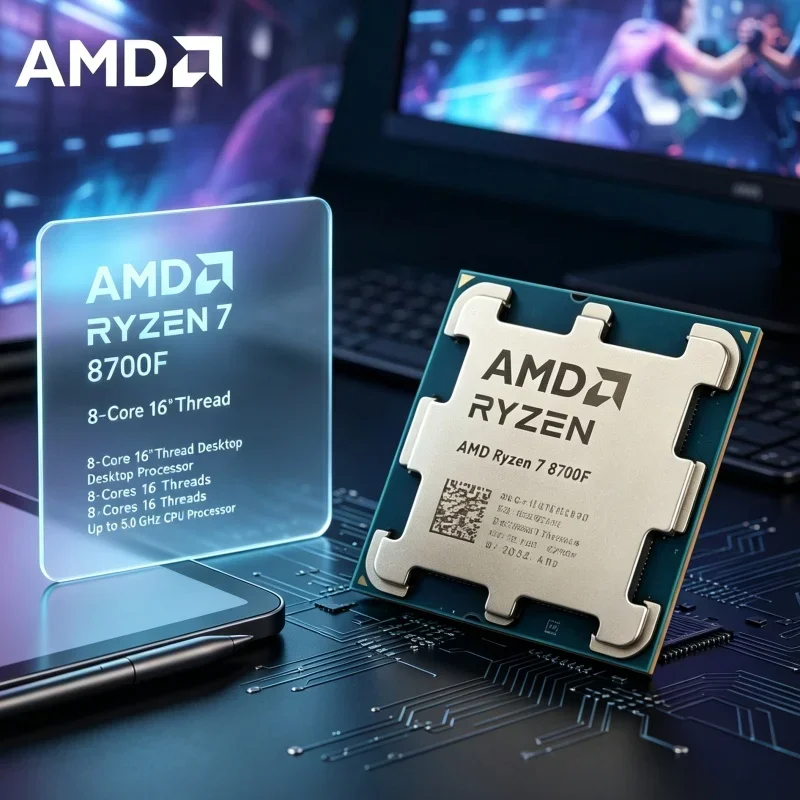 AMD Ryzen 7 8700F Desktop CPU 8 Core 16 Thread 5GHz Zen 4 Processor for DDR5 6000MHz Gaming Build