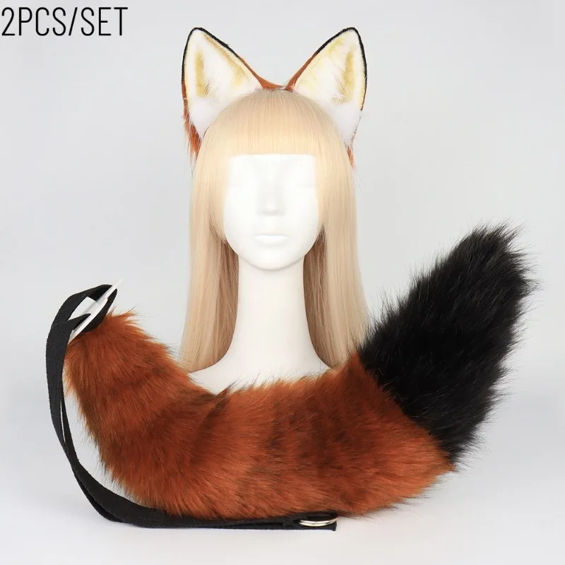 2PCS/SET Halloween Party & Festival DIY Decor Costume Set Plush Simulation Fox Accessory Kit Bar Gathering Handmade DIY Holiday
