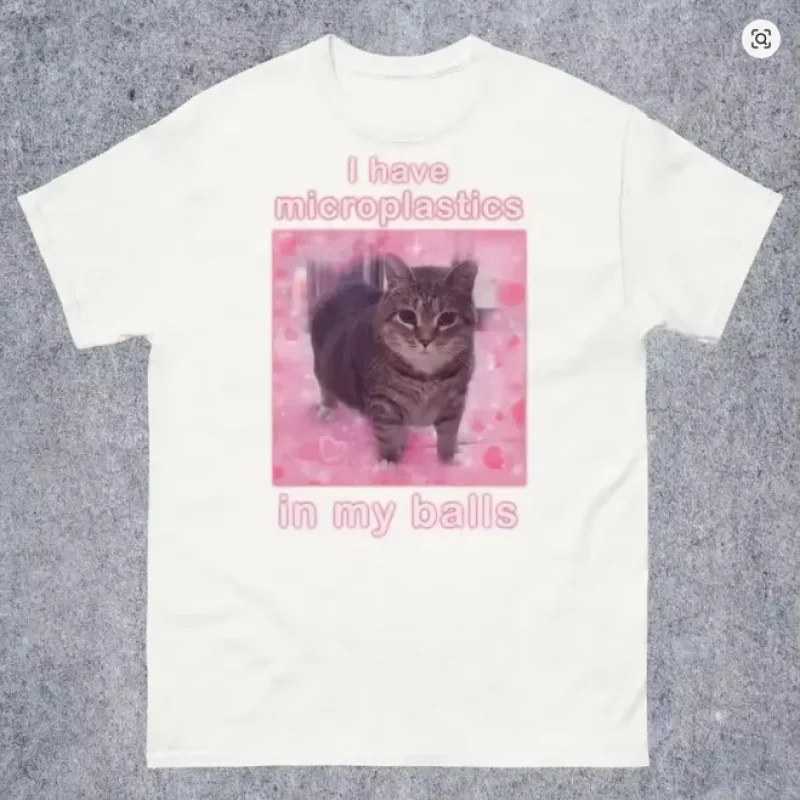 I Have Microplastics In My Balls Funny Cat Meme T-Shirt Gift For Women Ironic Cats Shirt Stupid Silly Gifts Goofy Ahh Cat Tee