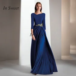 Customized Ball Classic Long Mother's Of The Bride Dress With Sleeves A-line Royal Blue Wedding Guest Gown For Madre Del Vestito