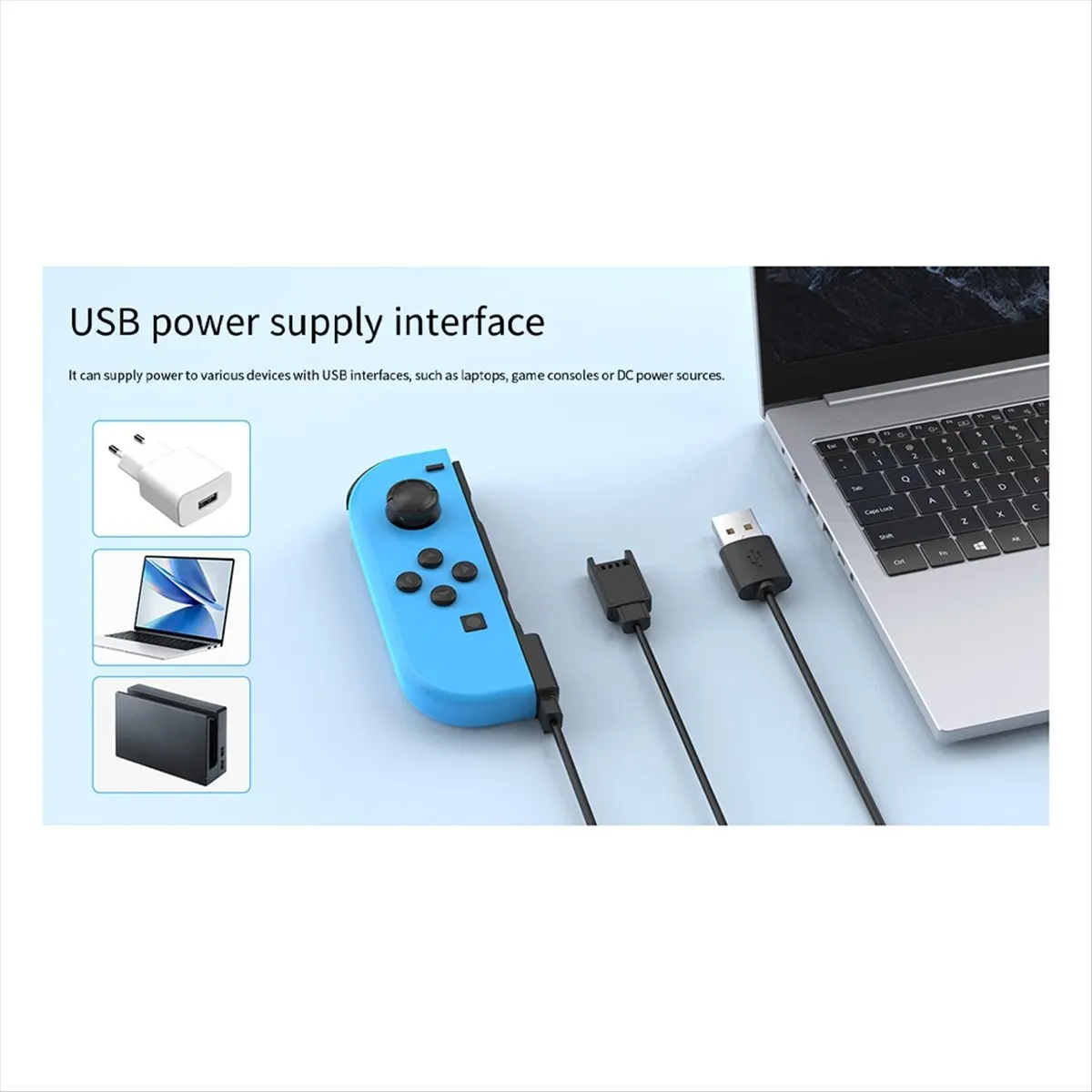 (▲★HUND)For Controller USB Charger Cable 2 in 1 Travel Charging Cables Charging Cord for Switch Controller Charger
