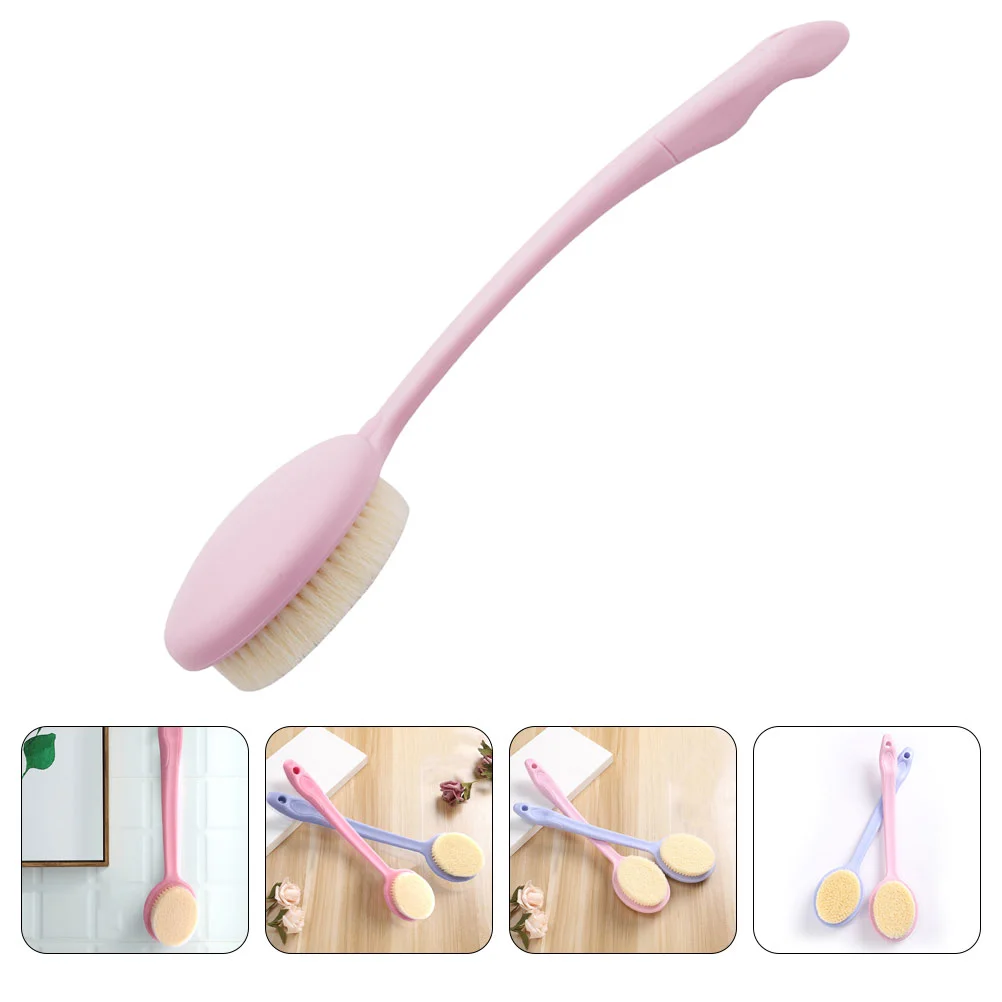 

Scrubber Long Handle Bath Brush Back for Exfoliating Body Clean Pink Shower Bathroom