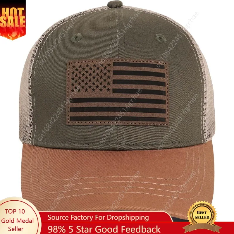 

American Flag Trucker Hat - Snapback Hats for Men Women Baseball Cap - Breathable Mesh & Adjustable Fit for Casual Wear