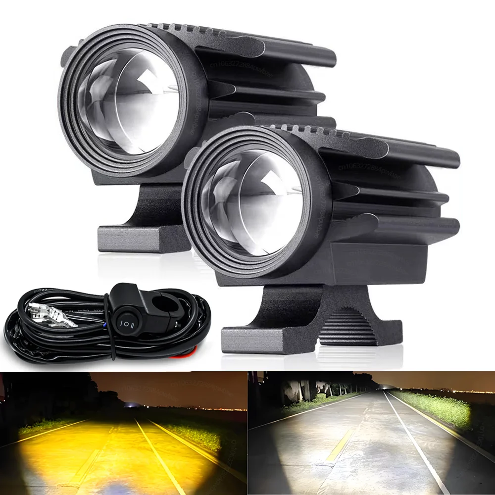 

Super Bright Motorcycle LED Spotlights 200W Dual Color Fog Lamp Headlight Accessory for Motorcycle Truck Car SUV ATV 80000LM 12V