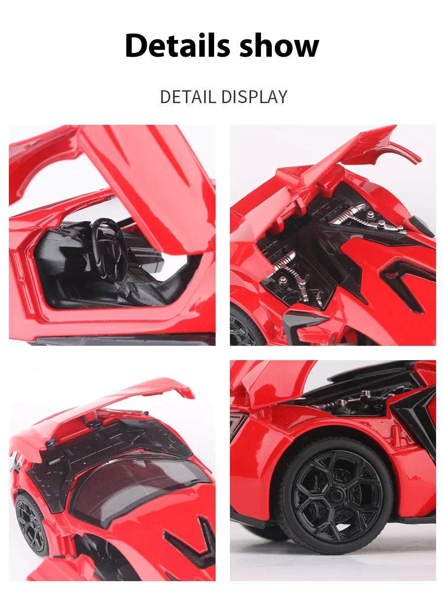 1:32 W Motoren Lykan Hypersport Super Sport Auto Legering Metaal Gegoten Model Voertuig Verzamelen Hobby Geluid En Licht Trendy Ornamenten