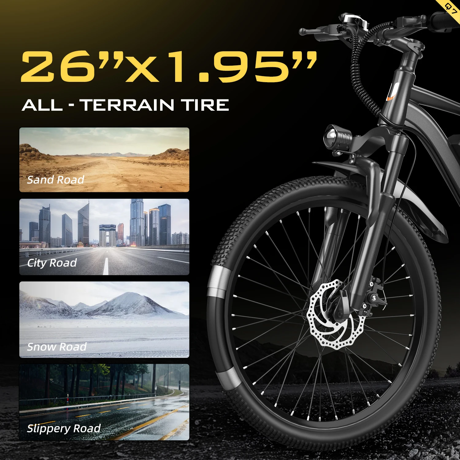 UNIBIKE Q7 الكبار ركاب دراجة كهربائية 250 واط 36V10AH بطارية جميع التضاريس Ebike على الطرق الوعرة 26 "الإطارات الرجال دراجة جبلية قوية #5