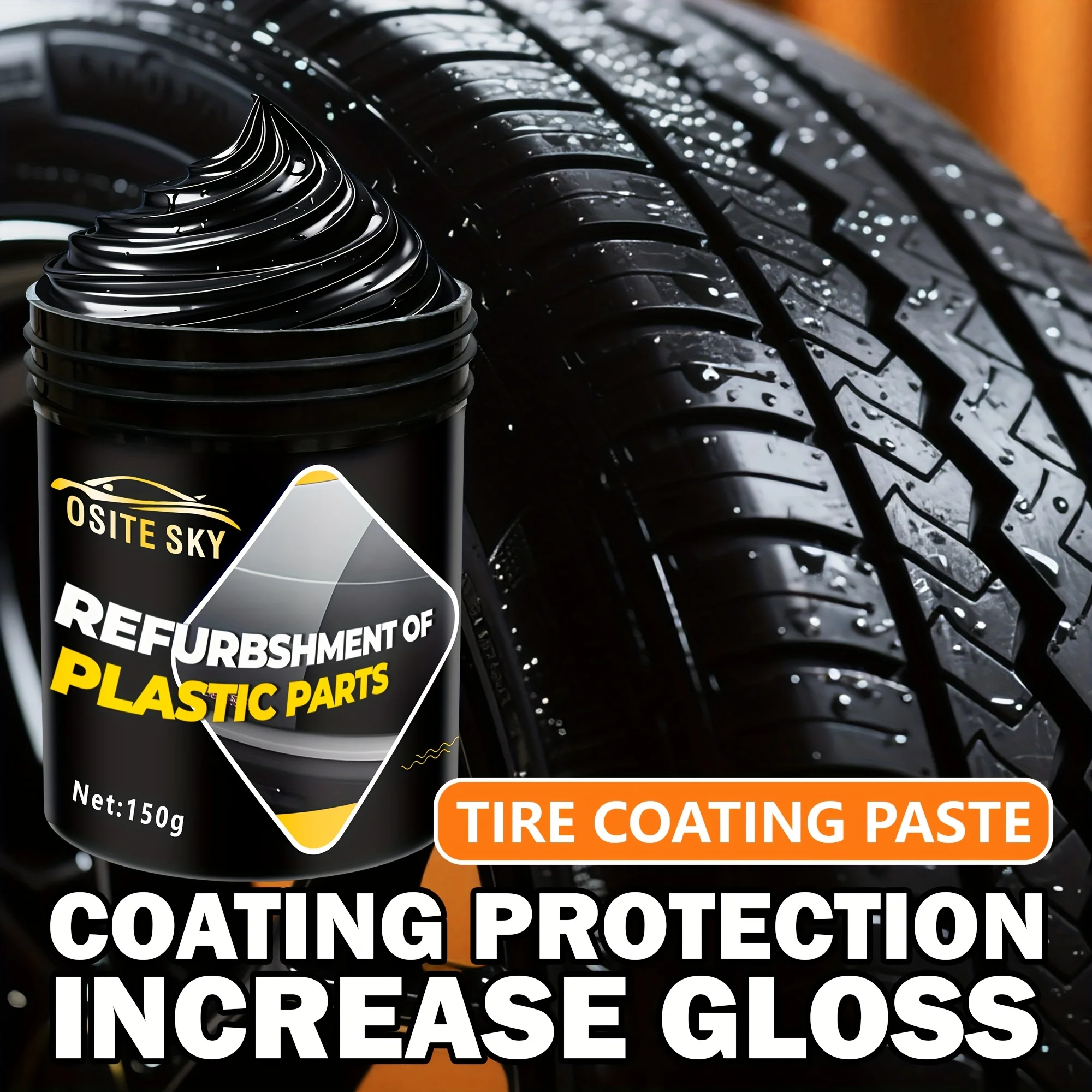 Car Tire Retread Black Gloss Coating Paste - Tire Waxing Black Gloss Long-Lasting Gloss Cream, Motorcycle Tire Brightener, Suita