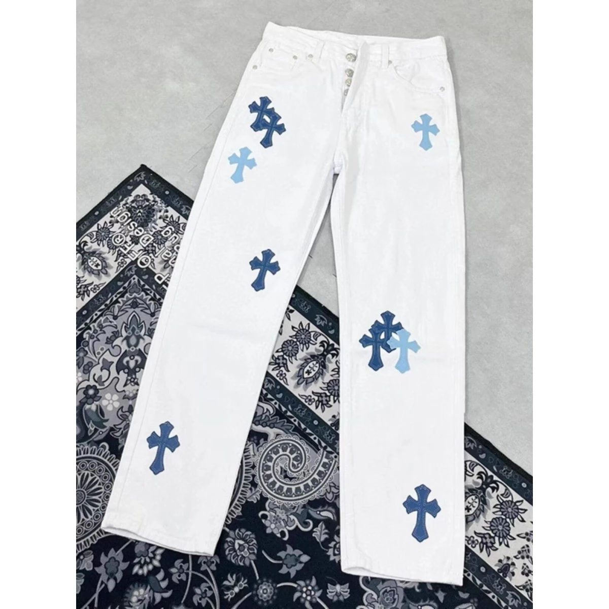 

Ретро Sle для похудения Cross Color Blo Sanskrit Универсальные широкие джинсовые брюки с высокой талией для женщин Осенняя повседневная одежда