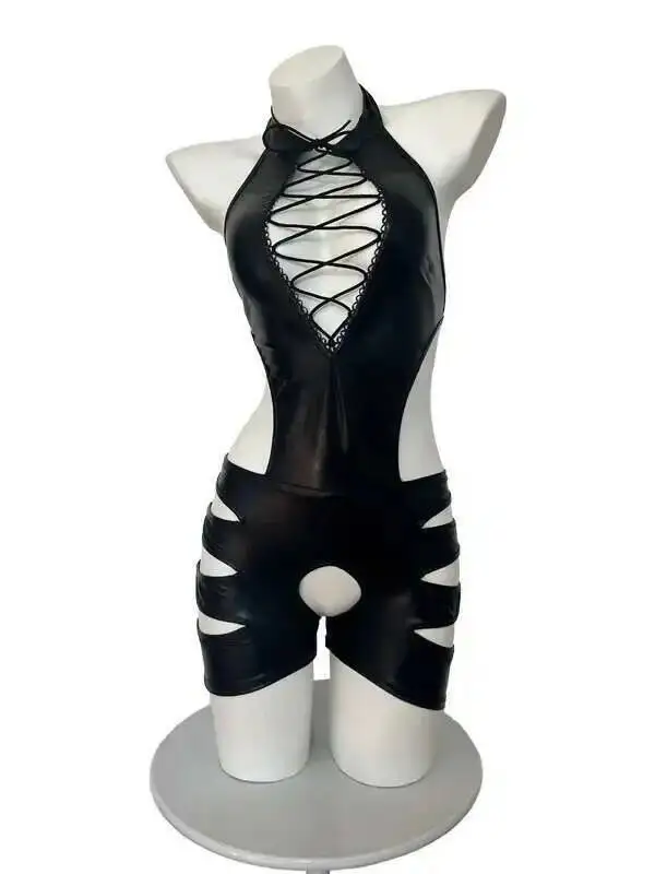 Sexy Bodysuit Pure Desire Temptation Sleepwear Passionate Leather Hot Binding Dating Uniform Lace Romper Slim Sweet Women 0AXE