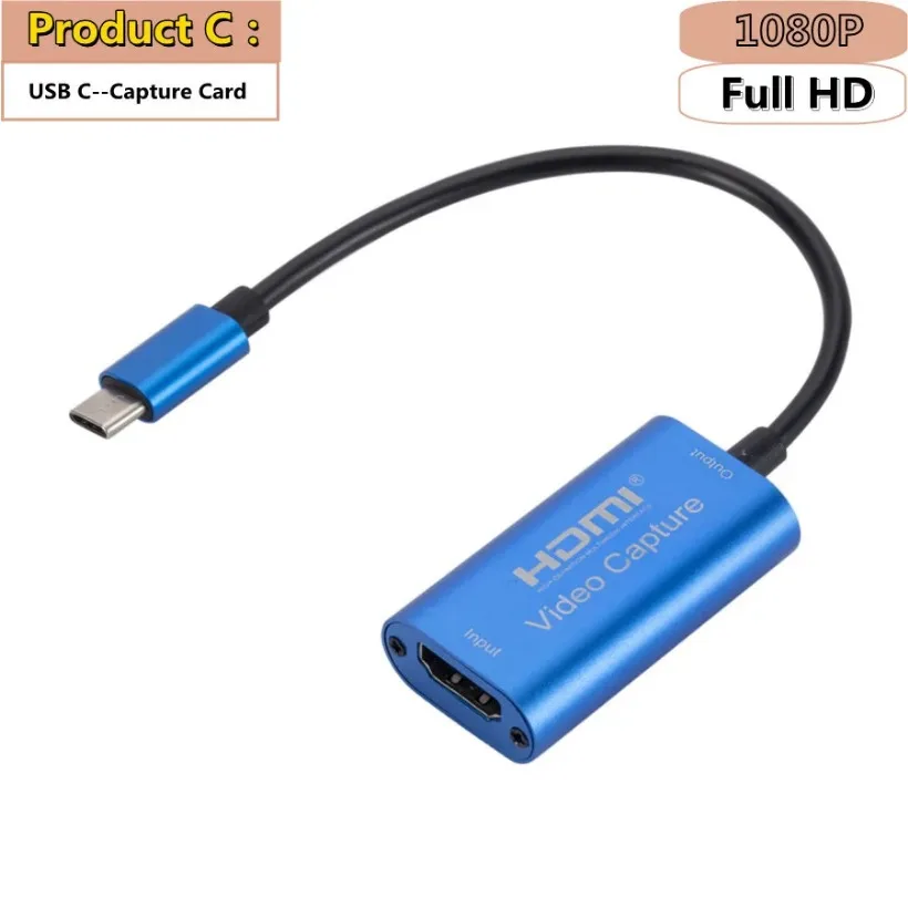 Type-C USB 3.0 Micro USB Video Capture Card HDMI-compatible to USB 1080P HD Game Record for Switch Live Streaming Broadcast Came