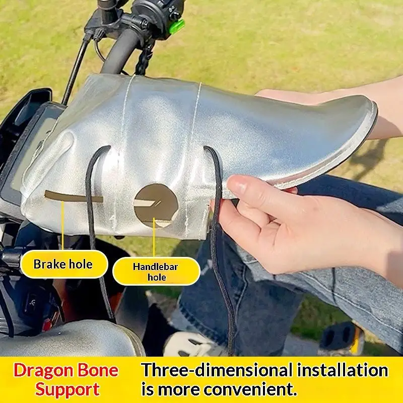 High qualityScooter Handlebar Gloves Durable Silver Leather Sunproof Waterproof 3D Support for Rainy Sunny Riding Conditions