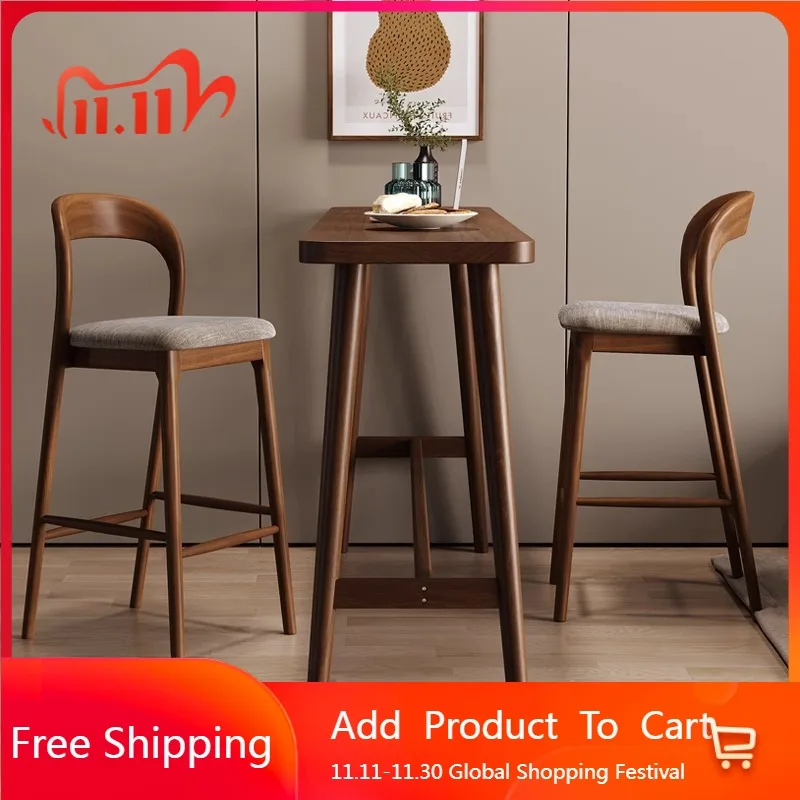 

Designer Wooden Bar Chairs Luxury Relaxing Reception Counter Unique Party Bar Stools Relaxing Lounge Taburetes De Bar Furniture