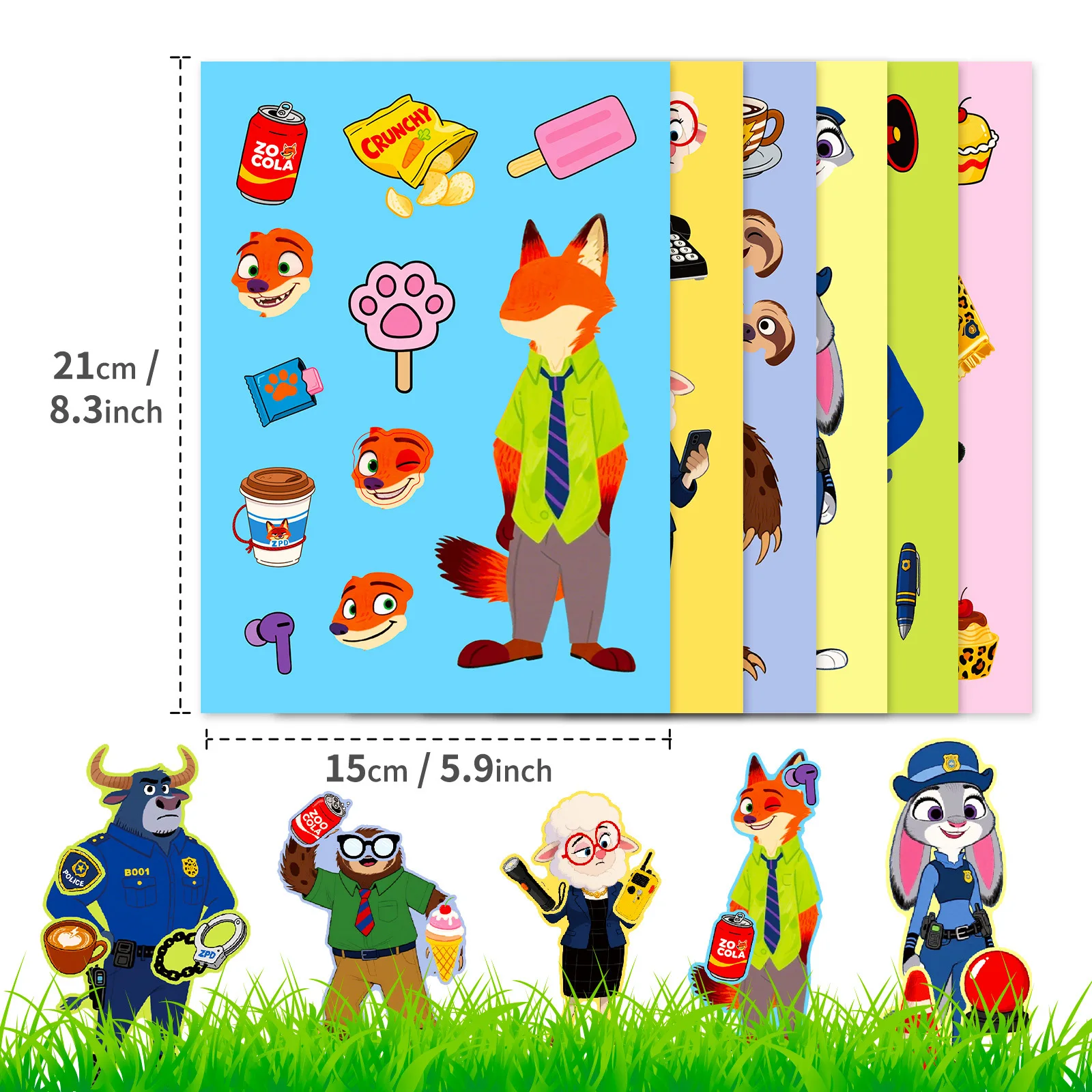 Naklejki Zootopia Królik Policjant Sly Fox Zmieniające Wyraz Twarzy Edukacyjne DIY Judy Nick dla Dzieci Wczesna Edukacja
