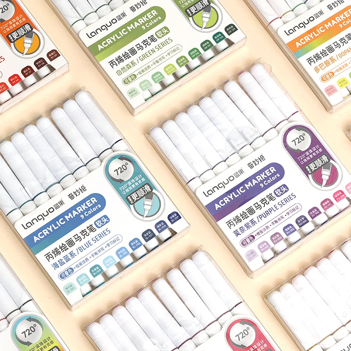 9 ألوان/مجموعة قلم تحديد فني من الأكريليك DIY أقلام رسم جرافيتي للمحمول والمذكرات وكتابة اللوحة والقرطاسية