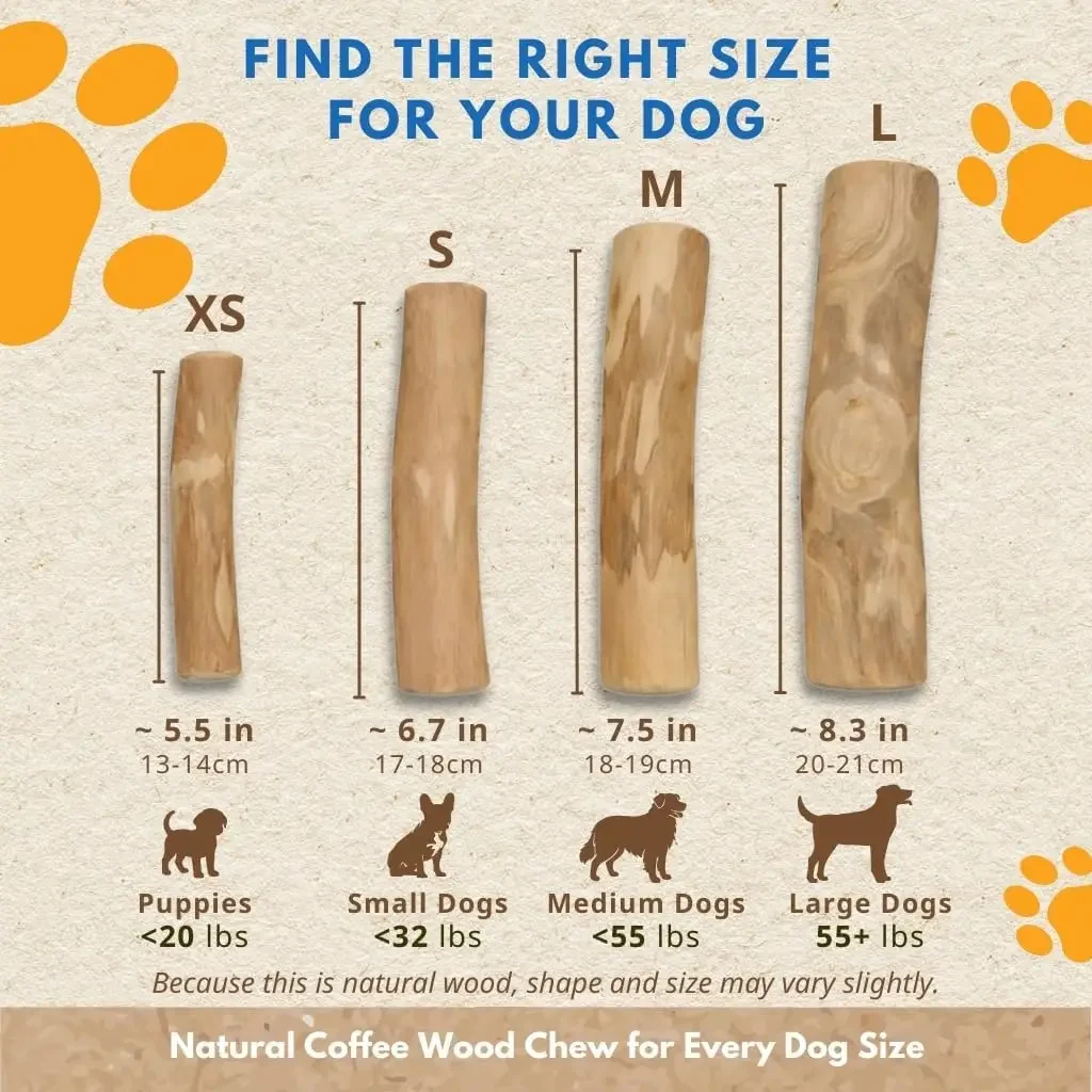 Coffee Wood Dog Chew Stick - Coffee Wood Stick for Your Pets - Non Toxic Safe Puppy Chew Toy for Teething & Gifts for Dogs