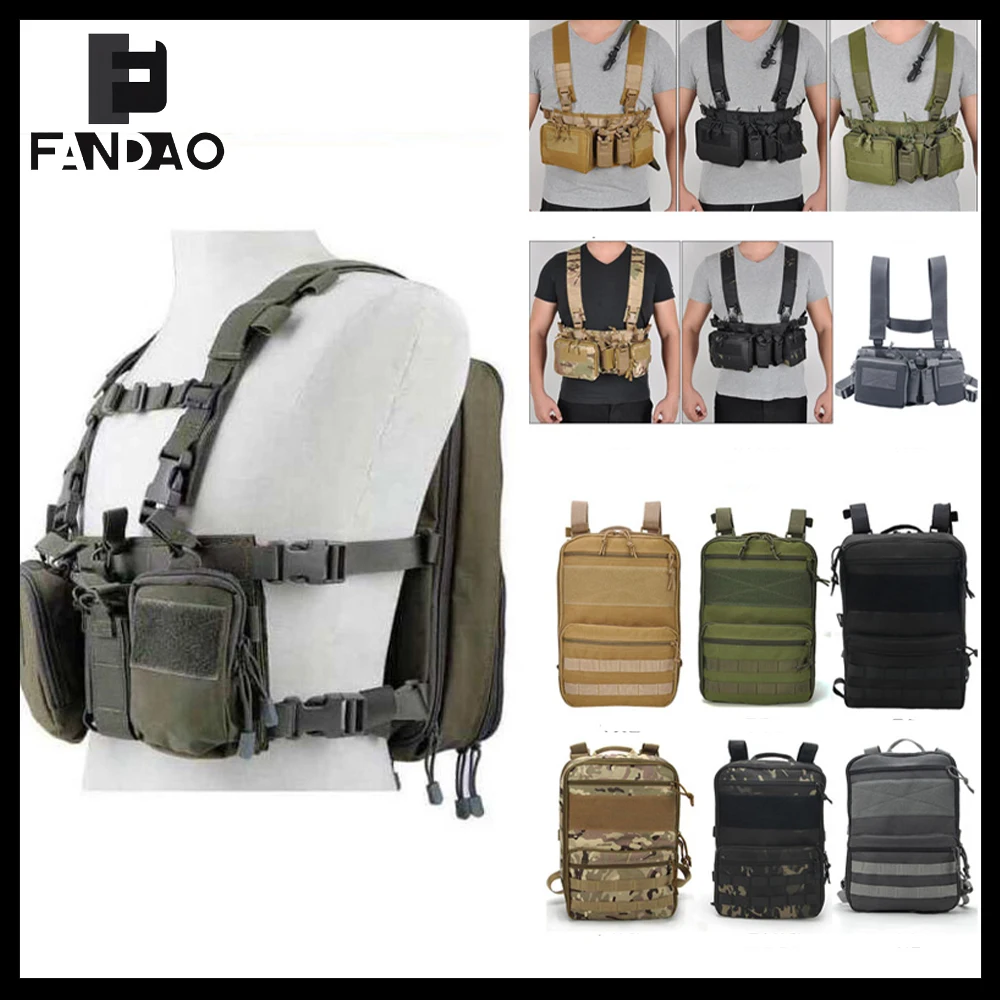 

Tactical Chest Rack Backpack MOLLE Chest Rig Vest Flatpack Multi-Functional Waterproof Adjustable Backpack for Hunting Shooting