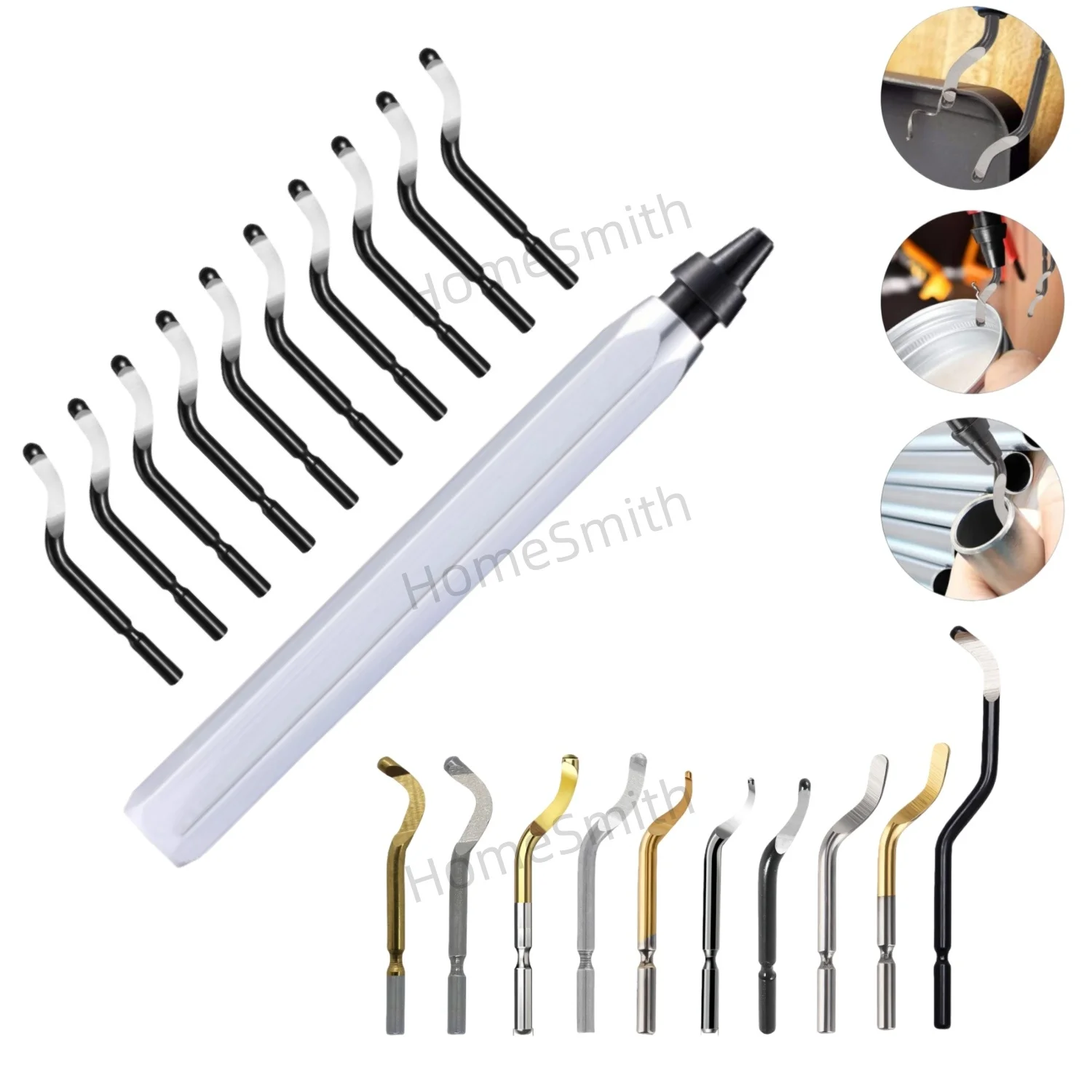 

Ultimate Deburring Solution RB1000 Metal Handle with 20PCS Rotary Deburr Blades include 11 Kinds Blades for Wood Metal Plastic