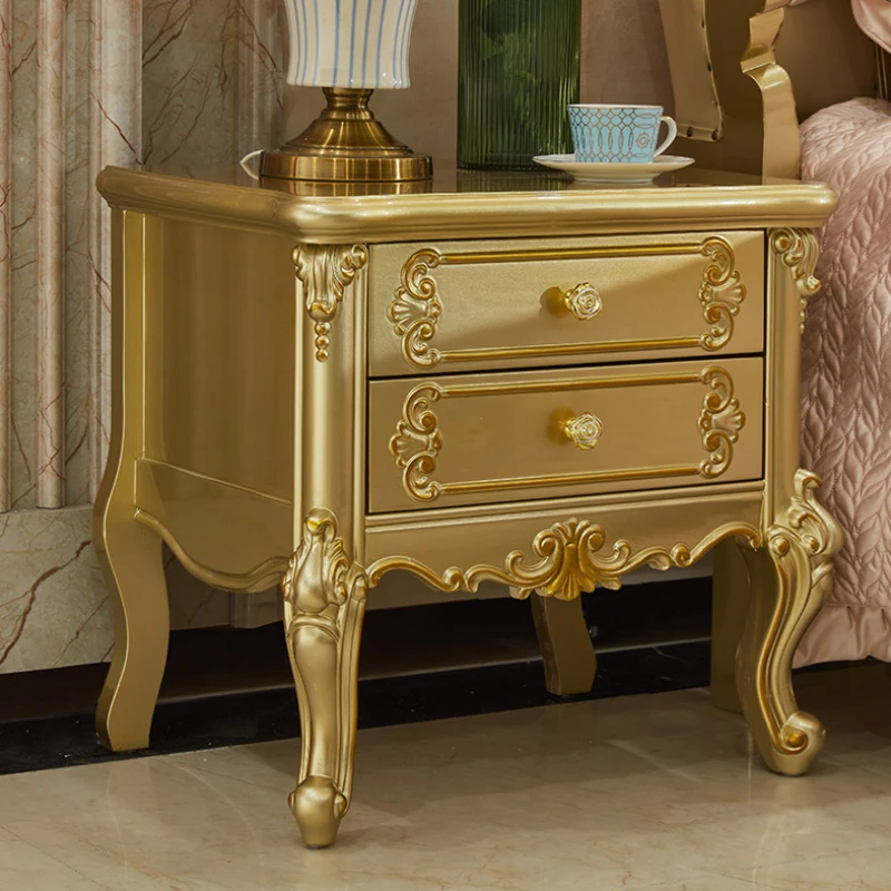 Modern Storage Nightstand for Bedroom, European Luxury Drawers, Small Bedsides Table, Golden Szafka Nocna Furniture, Minimal