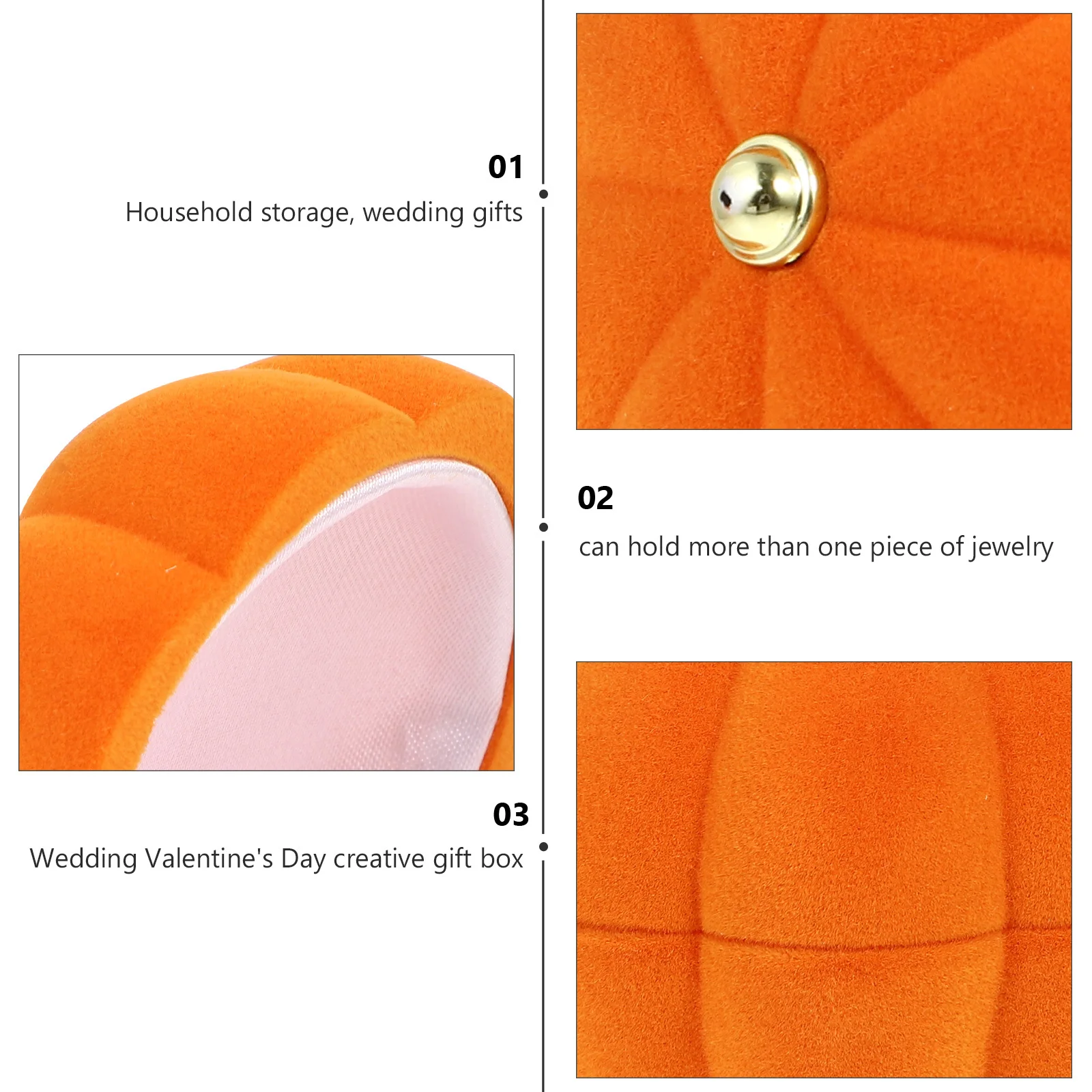 

2pcs Pumpkin Jewelry Box Ring Storage Holder Wedding Engagement Proposal Ceremony Jewelry Storage Case Hinged Case
