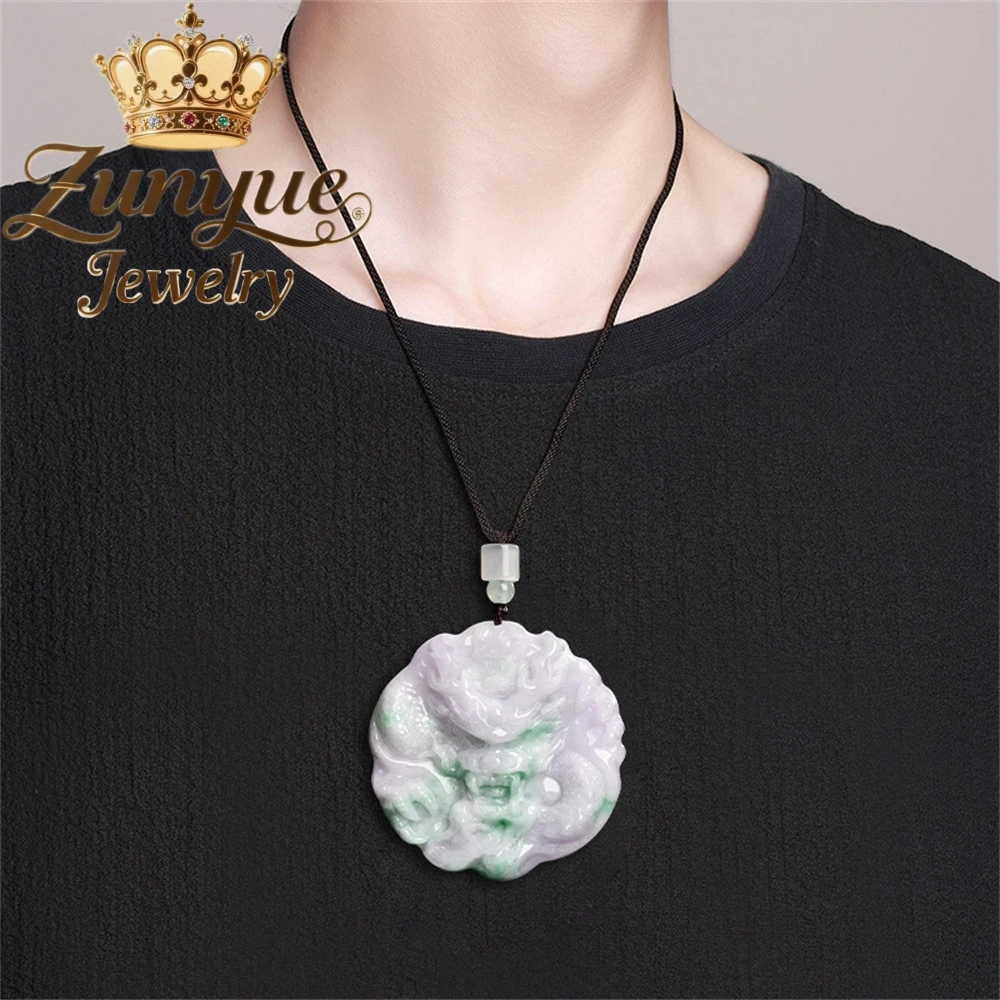 Natural Burmese A-Grade Jadeite Powerful Dragon King Best Selling Luxury Ice-Type Pendant Luxury Quality Jewelry Gift Friend