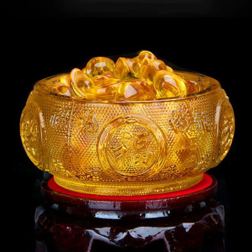 

Crystal Cornucopia Treasure Basin Decorative Ornament for Dining Table Office Home Wealth Bowl Art