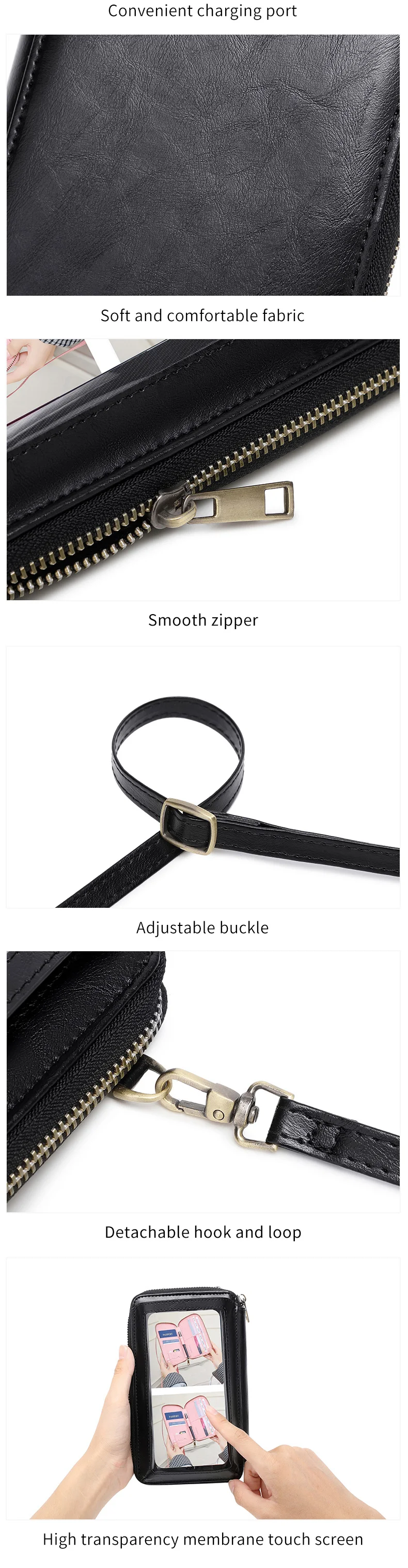Damenhandtasche, Touchscreen, Handy-Geldbörse, Umhängetasche, modisch, multifunktional, Damen-Geldbörse, bietet Platz für Reisepass, Umhängetasche – Detail 10