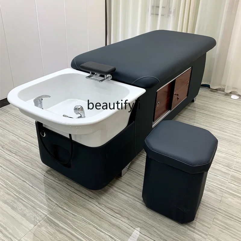 Lying Completely Shampoo Chair for Hair Salon Flushing Bed Hair Salon Ceramic Basin Massage Massage Couch