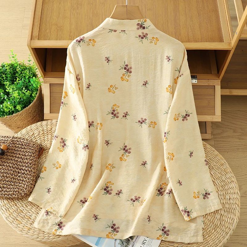 Casual Neue Chinesische Sle Baumwolle Leinen irt Mantel Offene Strickjacke Dünne Nationalen Sle Top frauen Lose Fit Atmungs Lange Sve