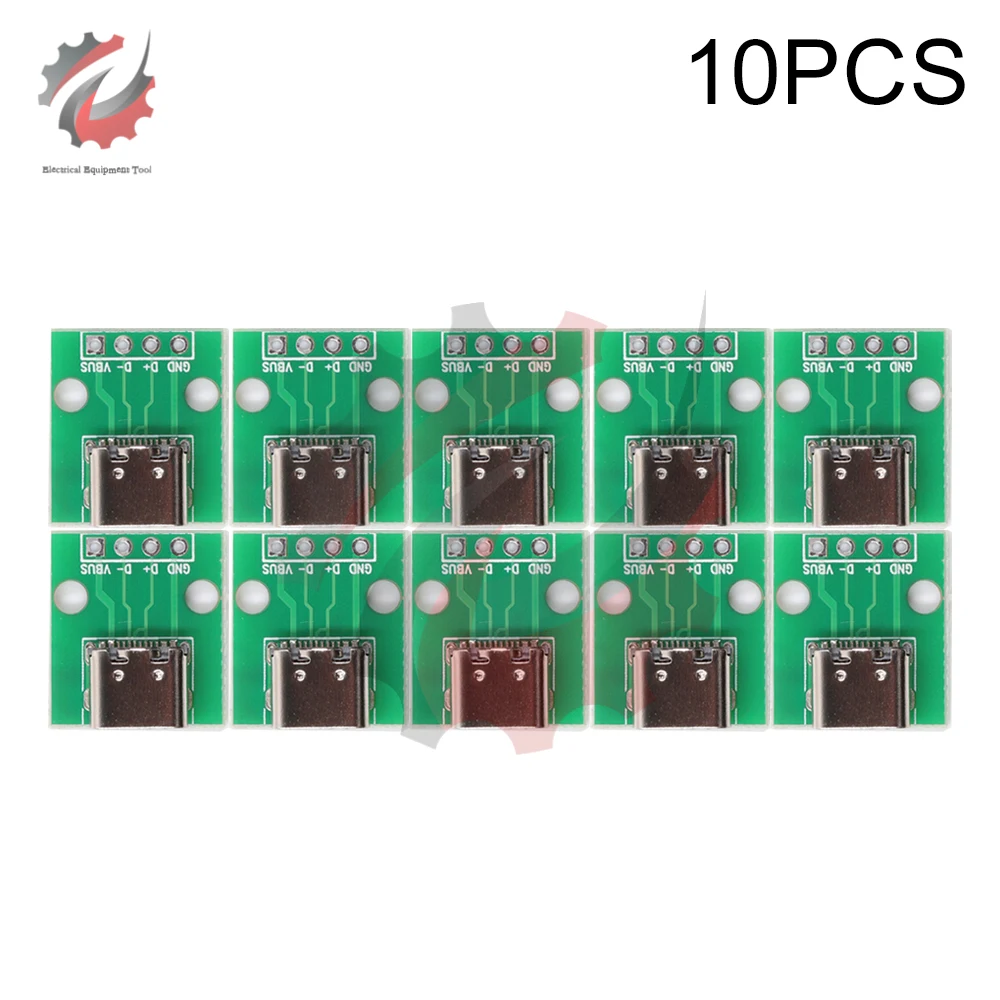 10pcs Type-c Female Base Double-sided Forward And Reverse Plug To Dip4 Direct Plug 4P Module Power Data Interface Adapter Board