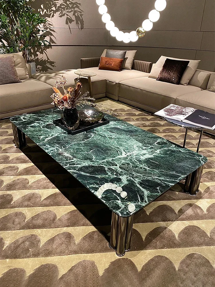 Designer coffee table living room simple modern large flower green luxury stone large apartment natural marble coffee table