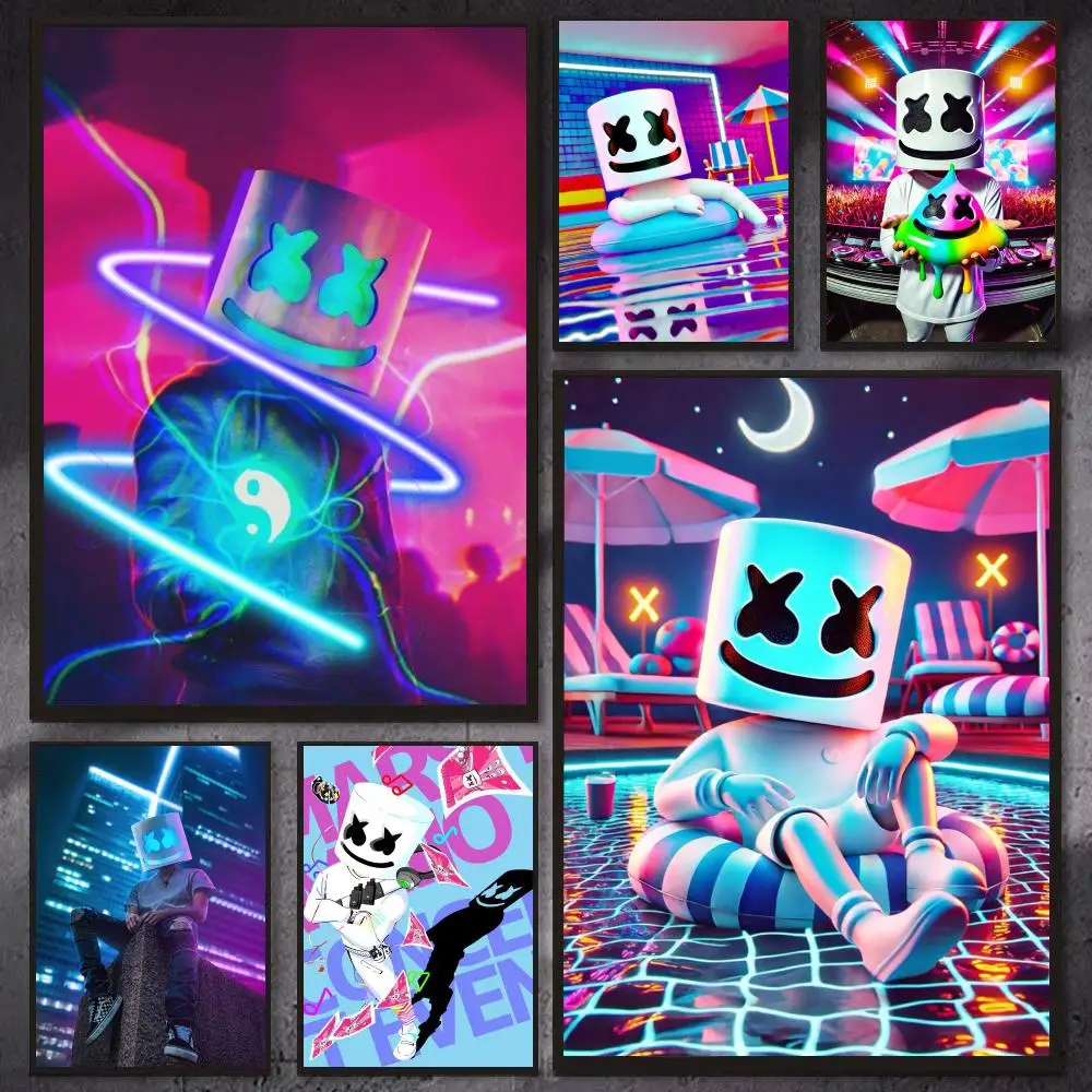 Cool DJ Singer M-Marshmello Poster Modern Aesthetic Gaming Room Decor Canvas Wall Art Poster Cool Room Stuff