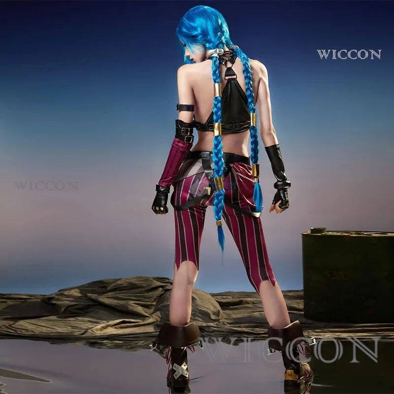 

COSda@LOL Jinx Cosplay Costume Anime LOL Arcane Jinx Cosplay Uniform Outfits 130cm Wig Halloween Carnival Suit High Quality Cost