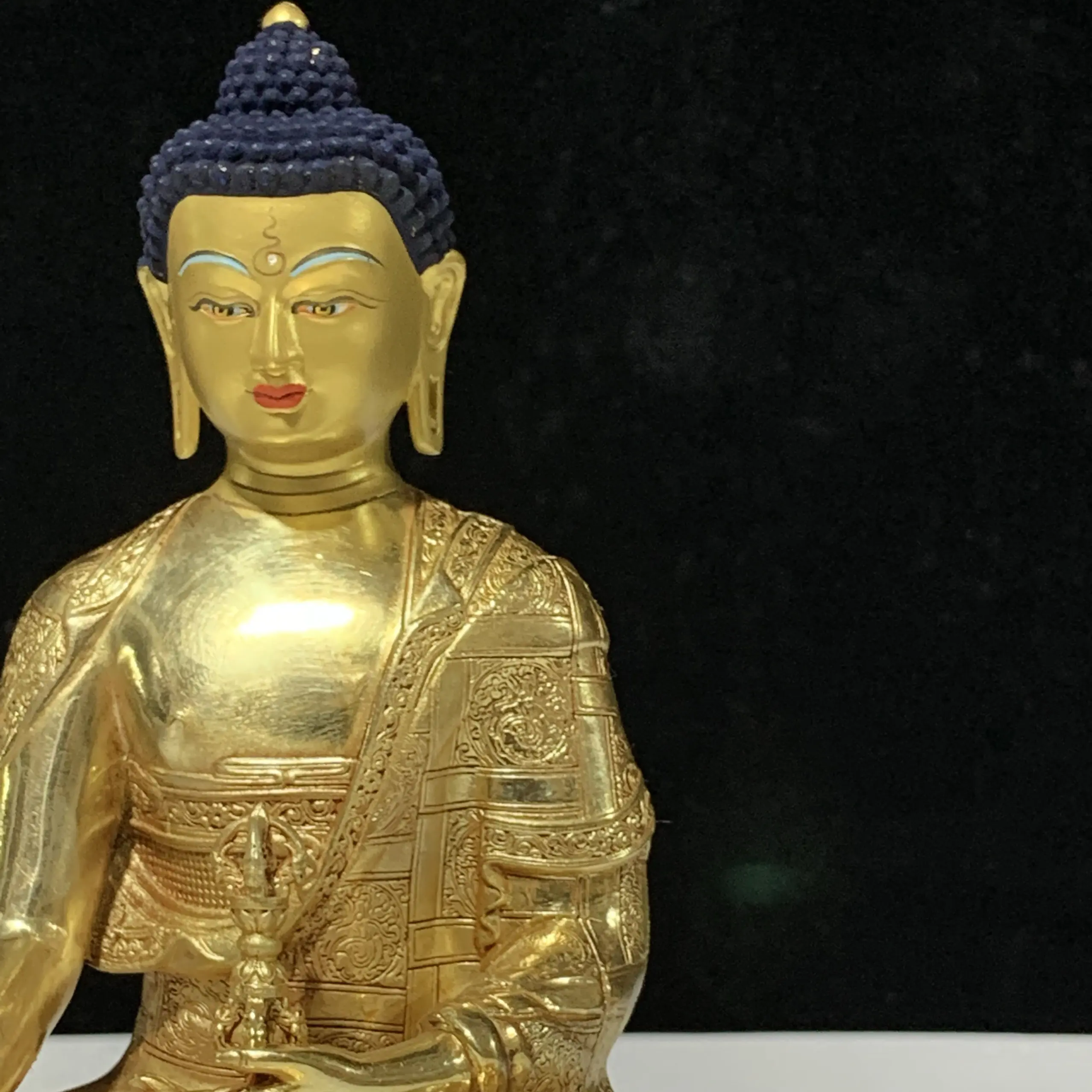 Five-inch immovable Buddha, pure copper gilt Buddha statue ornament, Tibetan legend 16 cm high-precision Buddhist utensils Xizan