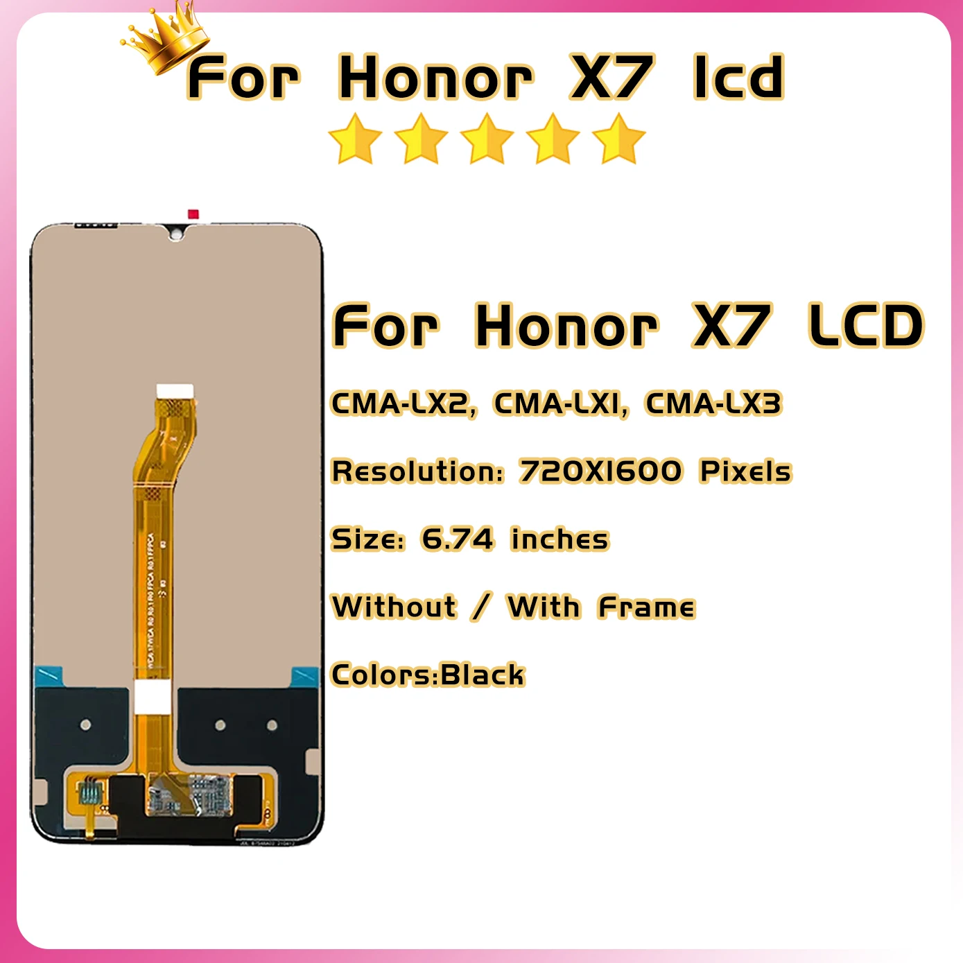 6.74\'\' Lcd For Huawei Honor 30 plus X7 CMA-AN0 LCD Display Screen Frame For Honor Play6T CMA-AN40 LCD Touch Panel Digitizer