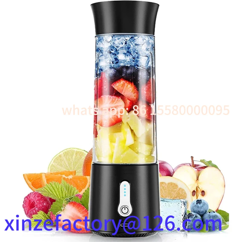 

Customizable New Portable Blender Mini Handheld Fruit Mixer with 6 Blades Personal USB Rechargeable Juice Cup