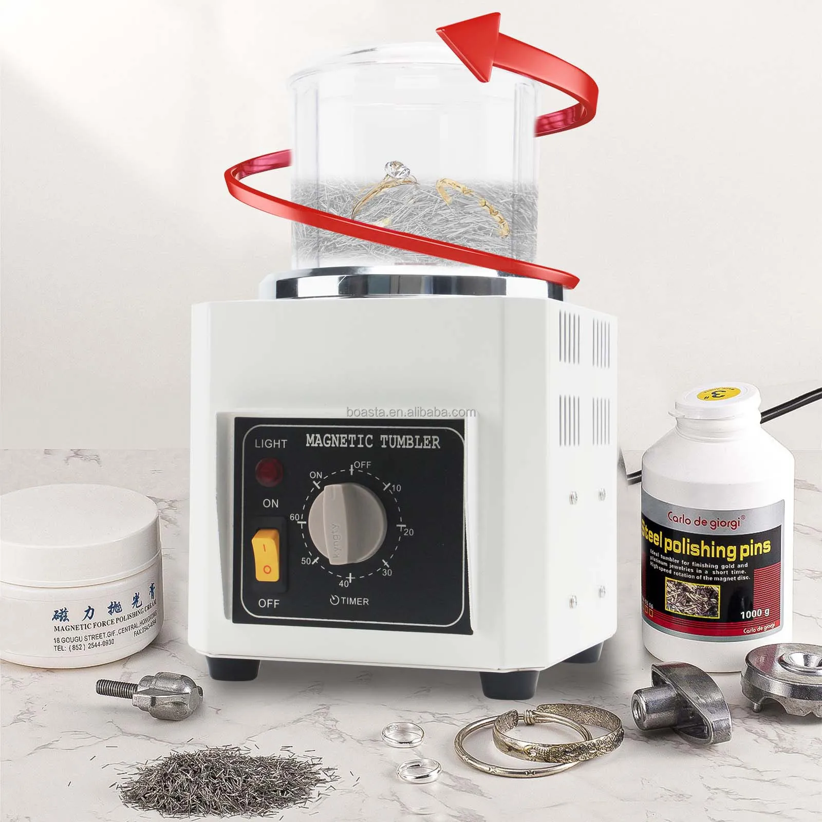 

Boasta Factory KT-90 Magnetic Jewelry Polishing Machine Small Capacity Magnetic Tumbler for Ring Chain Finishing Logo