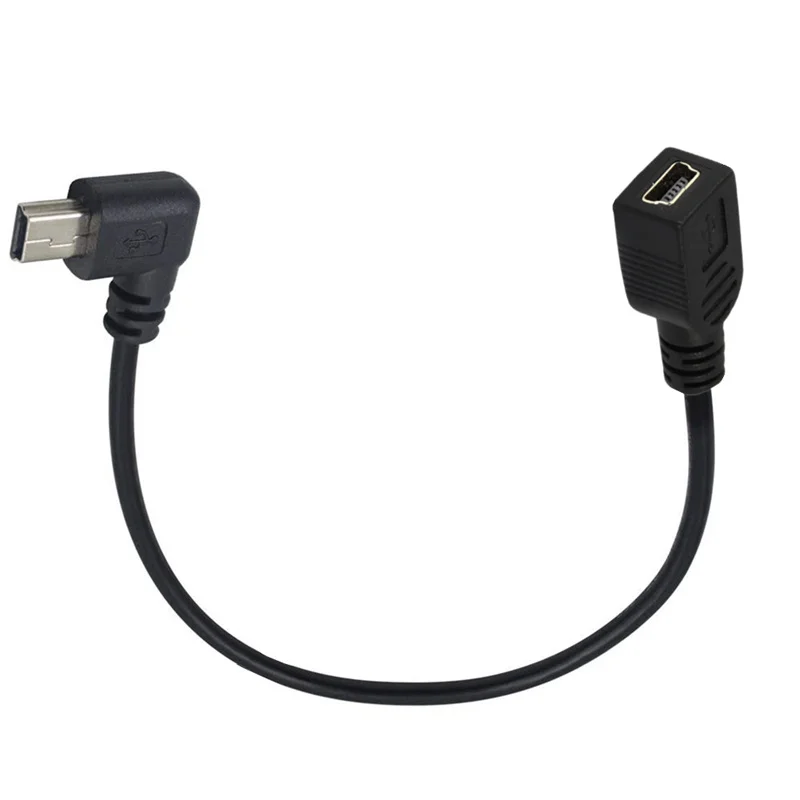 25CM 90 stopni prawo i lewo i góra i w dół pod kątem Mini USB 2.0 5Pin rozszerzenie męskie i żeńskie kabel mini-usb na odbiornik gps