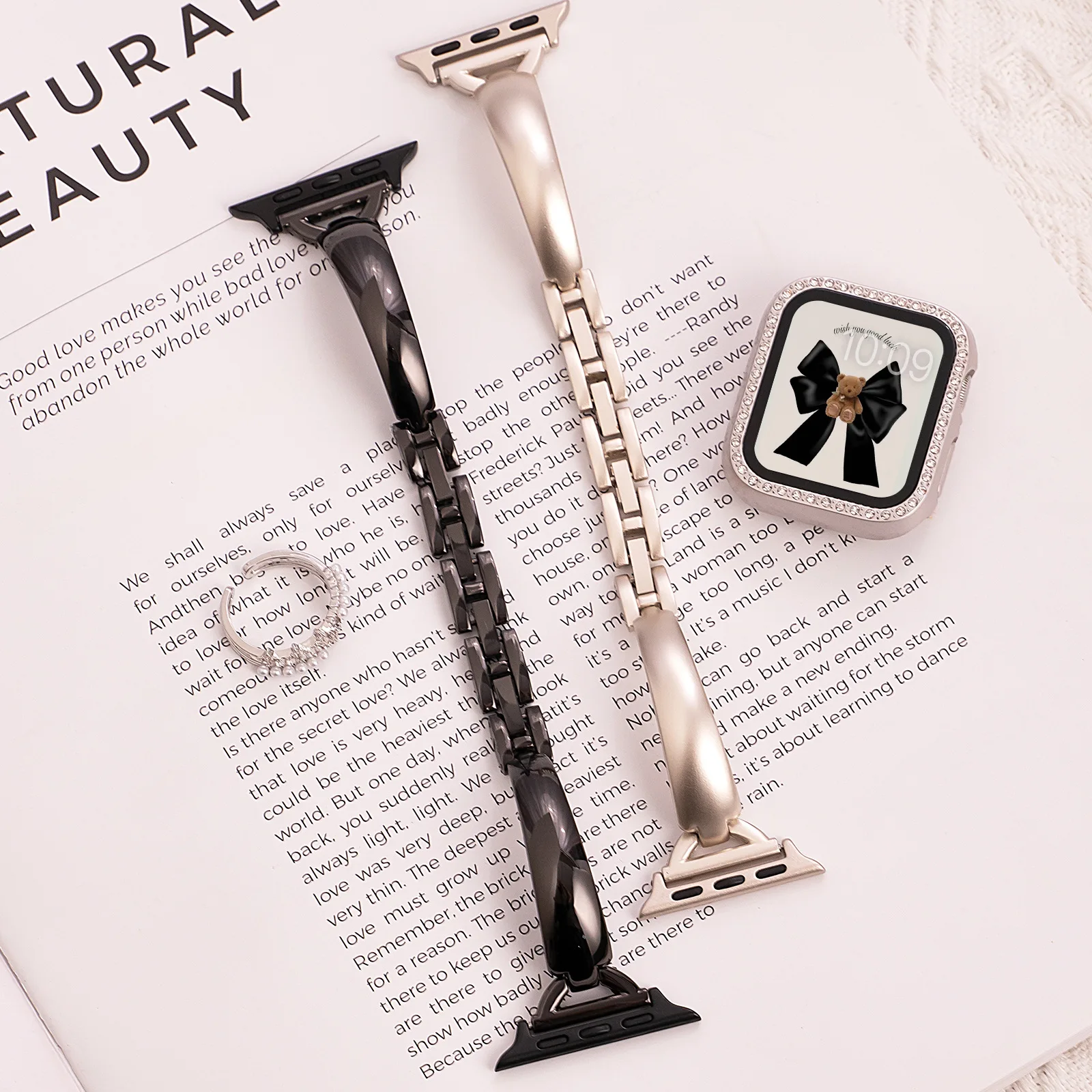 Slim Girl Metal Bracelet For Apple Watch Band Series 10 9 8 7 6 SE 42mm 46mm 41mm 45mm 38 44mm 40mm For iWatch Ultra 49mm Strap