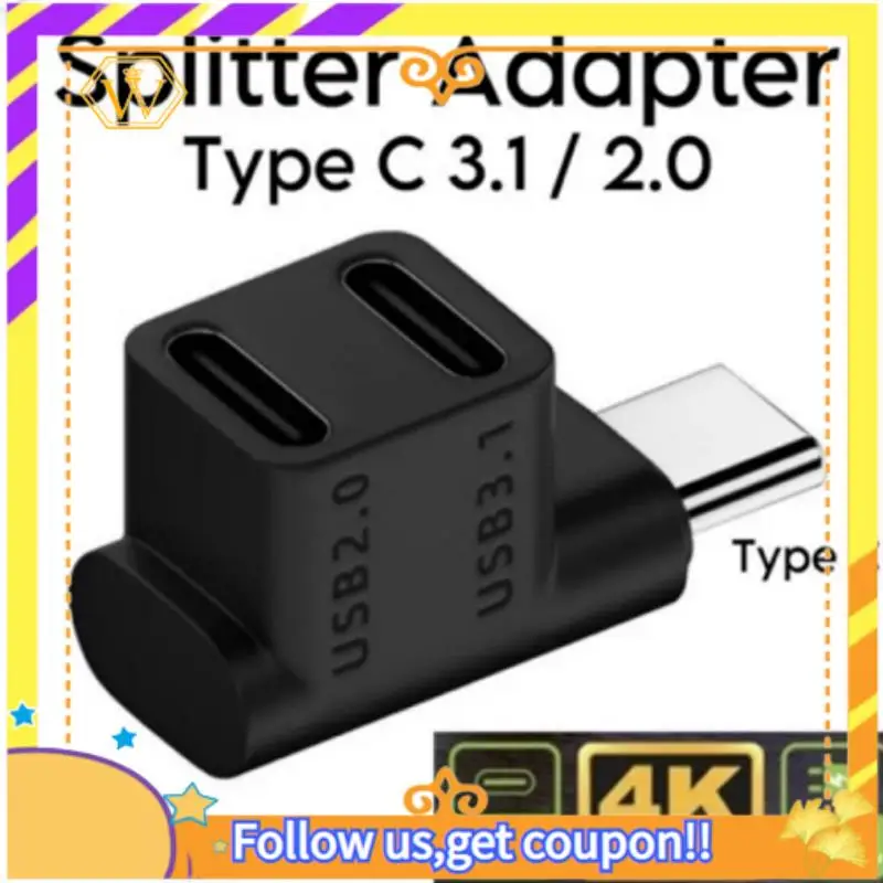 A01K-USB 3.1 Type C Male To Female 1 To 2 Adapter 10Gbps Fast Charging USB-C Charging Converter For Steam Deck For Rog Ally